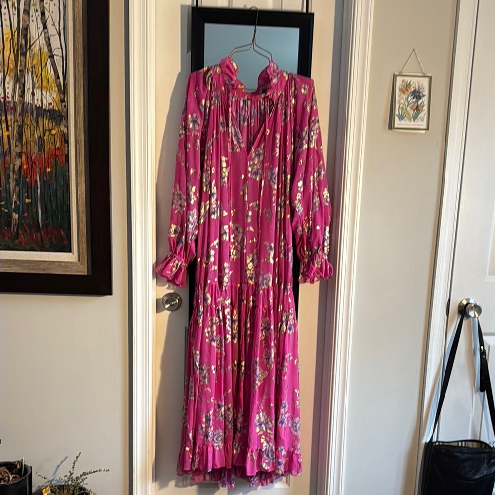 Free People Pink Floral Long Sleeve Dress
